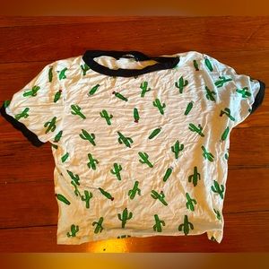 Cute White Cactus Crop Top in a size MEDIUM